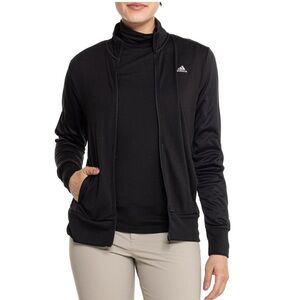 Adidas Golf Textired Black Zip-Front Track Jacket Large